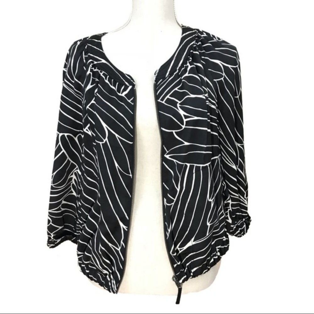 Anthro Hei Hei Black White Ahora Bomber Jacket S